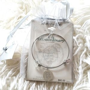 Letter "E" Charm Bracelet Fine Silver Plated
